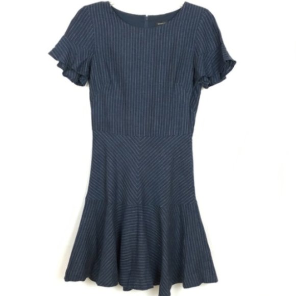 Banana Republic linen pinstripe flutter sleeve dress - Picture 3 of 7